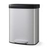 Garvee 13 gal / 50 L Stainless Steel Trash Can with Lid, Large Garbage Can for Kitchen, Rustproof Step-on Kitchen Metal Trash Bin with Liner Rim, Rear Handle, Soft Close Plastic Lid, Silver(15.8 Gal-Stainless Steel)