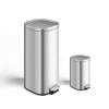 Garvee 13 gal / 50 L Stainless Steel Trash Can with Lid, Large Garbage Can for Kitchen, Rustproof Step-on Kitchen Metal Trash Bin with Liner Rim, Rear Handle, Soft Close Plastic Lid, Silver(8+1.6 Gallon-Silver)