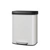 Garvee 13 gal / 50 L Stainless Steel Trash Can with Lid, Large Garbage Can for Kitchen, Rustproof Step-on Kitchen Metal Trash Bin with Liner Rim, Rear Handle, Soft Close Plastic Lid, Silver(White)