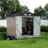 Garvee 6×8 ft Metal Outdoor Storage Shed, Lockable Door & Air Vent, Yard/Garden Tool Shed for Backyard Patio Lawn(Brown)