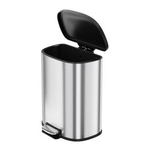 Garvee 13 gal / 50 L Stainless Steel Trash Can with Lid, Large Garbage Can for Kitchen, Rustproof Step-on Kitchen Metal Trash Bin with Liner Rim, Rear Handle, Soft Close Plastic Lid, Silver(silver)