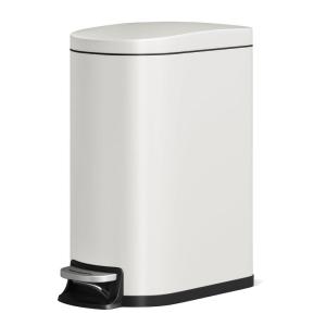 Garvee 13 gal / 50 L Stainless Steel Trash Can with Lid, Large Garbage Can for Kitchen, Rustproof Step-on Kitchen Metal Trash Bin with Liner Rim, Rear Handle, Soft Close Plastic Lid, Silver(White-13.2 Gal)