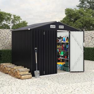 Garvee 6×8 ft Metal Outdoor Storage Shed, Lockable Door & Air Vent, Yard/Garden Tool Shed for Backyard Patio Lawn(Gray)