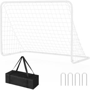 Steel Competition Soccer Goal, 6×4 ft Portable Backyard Soccer Goal with Net & Ground Stakes, Outdoor Practice Goal for Adults & Youth(L-6×4 FT)