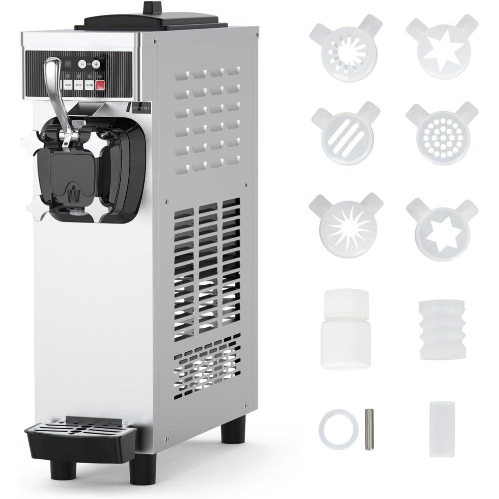 image:imageCommercial Ice Cream Maker Machine for home 4758GalH Soft Serve Machine 1200W Single Frozen Yogurt Ice Cream Mixing Machine with 7 L Hoppers amp18 L Cylinders for Parties Restaurants Snack Bars