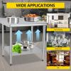 Garvee 24×48 in Commercial Work Table with Undershelf, Stainless Steel Prep Table, Stainless Steel Kitchen Worktops, for Kitchen Restaurant, Home and Hotels, with Backboard