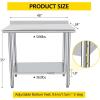 Garvee 24×48 in Commercial Work Table with Undershelf, Stainless Steel Prep Table, Stainless Steel Kitchen Worktops, for Kitchen Restaurant, Home and Hotels, with Backboard