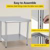 Garvee 24×48 in Commercial Work Table with Undershelf, Stainless Steel Prep Table, Stainless Steel Kitchen Worktops, for Kitchen Restaurant, Home and Hotels, with Backboard
