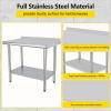 Garvee 24×48 in Commercial Work Table with Undershelf, Stainless Steel Prep Table, Stainless Steel Kitchen Worktops, for Kitchen Restaurant, Home and Hotels, with Backboard