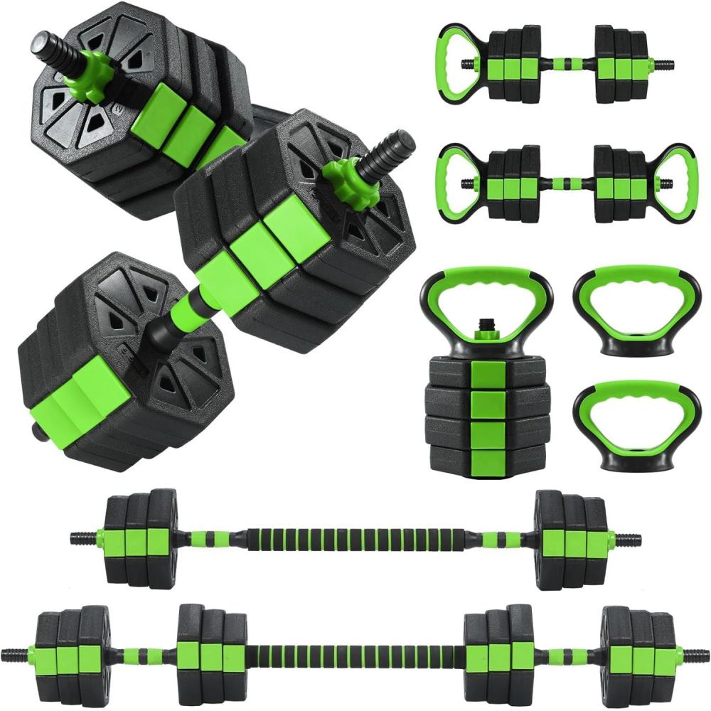 image:imageGarvee Adjustable Dumbbell Set 446688Lbs Free Weight Set with Connector 4 in 1 Gym Set Used as Kettlebell Dumbbell Push up Stand Weight Plate Home Gym Weight Dumbbells Set Fitness ExercisesGreen