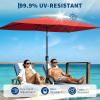 Garvee 10′ x 6.5′ Solar Rectangular Patio Umbrella with Lights, Outdoor Table Umbrella with Crank and Push Button Tilt, Market Umbrella with 6 Sturdy Ribs Tilt for Garden, Deck, Lawn, Pool(Red)