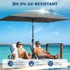 Garvee 10′ x 6.5′ Solar Rectangular Patio Umbrella with Lights, Outdoor Table Umbrella with Crank and Push Button Tilt, Market Umbrella with 6 Sturdy Ribs Tilt for Garden, Deck, Lawn, Pool(Gray)