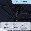 Garvee 10′ x 6.5′ Solar Rectangular Patio Umbrella with Lights, Outdoor Table Umbrella with Crank and Push Button Tilt, Market Umbrella with 6 Sturdy Ribs Tilt for Garden, Deck, Lawn, Pool(Navy Blue)