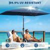 Garvee 10′ x 6.5′ Solar Rectangular Patio Umbrella with Lights, Outdoor Table Umbrella with Crank and Push Button Tilt, Market Umbrella with 6 Sturdy Ribs Tilt for Garden, Deck, Lawn, Pool(Navy Blue)