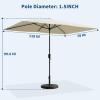 Garvee 10′ x 6.5′ Solar Rectangular Patio Umbrella with Lights, Outdoor Table Umbrella with Crank and Push Button Tilt, Market Umbrella with 6 Sturdy Ribs Tilt for Garden, Deck, Lawn, Pool(Beige)