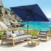 Garvee 10′ x 6.5′ Solar Rectangular Patio Umbrella with Lights, Outdoor Table Umbrella with Crank and Push Button Tilt, Market Umbrella with 6 Sturdy Ribs Tilt for Garden, Deck, Lawn, Pool(Navy Blue)