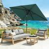 Garvee 10′ x 6.5′ Solar Rectangular Patio Umbrella with Lights, Outdoor Table Umbrella with Crank and Push Button Tilt, Market Umbrella with 6 Sturdy Ribs Tilt for Garden, Deck, Lawn, Pool(Turquoise)
