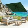 Garvee 10′ x 6.5′ Solar Rectangular Patio Umbrella with Lights, Outdoor Table Umbrella with Crank and Push Button Tilt, Market Umbrella with 6 Sturdy Ribs Tilt for Garden, Deck, Lawn, Pool(Dark Green)