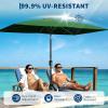 Garvee 10′ x 6.5′ Solar Rectangular Patio Umbrella with Lights, Outdoor Table Umbrella with Crank and Push Button Tilt, Market Umbrella with 6 Sturdy Ribs Tilt for Garden, Deck, Lawn, Pool(Dark Green)