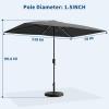 Garvee 10′ x 6.5′ Solar Rectangular Patio Umbrella with Lights, Outdoor Table Umbrella with Crank and Push Button Tilt, Market Umbrella with 6 Sturdy Ribs Tilt for Garden, Deck, Lawn, Pool(Gray)