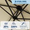 Garvee 10′ x 6.5′ Solar Rectangular Patio Umbrella with Lights, Outdoor Table Umbrella with Crank and Push Button Tilt, Market Umbrella with 6 Sturdy Ribs Tilt for Garden, Deck, Lawn, Pool(Beige)