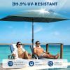 Garvee 10′ x 6.5′ Solar Rectangular Patio Umbrella with Lights, Outdoor Table Umbrella with Crank and Push Button Tilt, Market Umbrella with 6 Sturdy Ribs Tilt for Garden, Deck, Lawn, Pool(Turquoise)