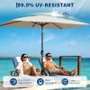 Garvee 10′ x 6.5′ Solar Rectangular Patio Umbrella with Lights, Outdoor Table Umbrella with Crank and Push Button Tilt, Market Umbrella with 6 Sturdy Ribs Tilt for Garden, Deck, Lawn, Pool(Beige)