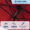 Garvee 10′ x 6.5′ Solar Rectangular Patio Umbrella with Lights, Outdoor Table Umbrella with Crank and Push Button Tilt, Market Umbrella with 6 Sturdy Ribs Tilt for Garden, Deck, Lawn, Pool(Red)