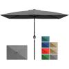 Garvee 10′ x 6.5′ Solar Rectangular Patio Umbrella with Lights, Outdoor Table Umbrella with Crank and Push Button Tilt, Market Umbrella with 6 Sturdy Ribs Tilt for Garden, Deck, Lawn, Pool(Gray)