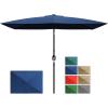 Garvee 10′ x 6.5′ Solar Rectangular Patio Umbrella with Lights, Outdoor Table Umbrella with Crank and Push Button Tilt, Market Umbrella with 6 Sturdy Ribs Tilt for Garden, Deck, Lawn, Pool(Navy Blue)