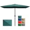 Garvee 10′ x 6.5′ Solar Rectangular Patio Umbrella with Lights, Outdoor Table Umbrella with Crank and Push Button Tilt, Market Umbrella with 6 Sturdy Ribs Tilt for Garden, Deck, Lawn, Pool(Turquoise)