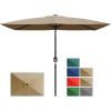 Garvee 10′ x 6.5′ Solar Rectangular Patio Umbrella with Lights, Outdoor Table Umbrella with Crank and Push Button Tilt, Market Umbrella with 6 Sturdy Ribs Tilt for Garden, Deck, Lawn, Pool(Tan)