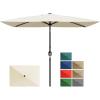 Garvee 10′ x 6.5′ Solar Rectangular Patio Umbrella with Lights, Outdoor Table Umbrella with Crank and Push Button Tilt, Market Umbrella with 6 Sturdy Ribs Tilt for Garden, Deck, Lawn, Pool(Beige)