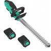 Garvee 22.4” Hedge Trimmer Cordless, Shrub Trimmer Electric Handheld Bush Clipper 3000RPM, Brushless Motor Double-Sided Dual Action Blades, 2/3” Blade Gap, 2 * 2.0Batteries & Charger(22.4 Inch Long/ 2 * 2.0Ah Batteries)