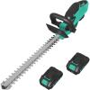 Garvee 22.4” Hedge Trimmer Cordless, Shrub Trimmer Electric Handheld Bush Clipper 3000RPM, Brushless Motor Double-Sided Dual Action Blades, 2/3” Blade Gap, 2 * 2.0Batteries & Charger(22.4 Inch / Long Runtime)