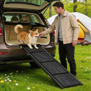Garvee 63″ Wide Folding Dog Ramp for Car, 17″ Long Heavy Duty Non-Slip Portable Pet Ramp, Large Dogs Up to 250 lbs, Outdoor & Indoor Use(71″ × 17″)