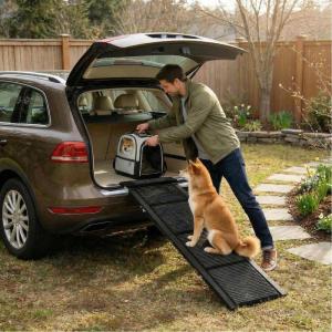 Garvee 63″ Wide Folding Dog Ramp for Car, 17″ Long Heavy Duty Non-Slip Portable Pet Ramp, Large Dogs Up to 250 lbs, Outdoor & Indoor Use(71″ × 20″)