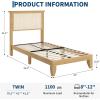 Garvee King Size Rattan Bed Frame, Bohemian Rattan Bed Frame King with Natural Headboard, Platform King Size Bed with Wooden Legs, LED Lights, No Box Spring Needed, Easy Assembly(Twin)