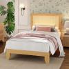 Garvee King Size Rattan Bed Frame, Bohemian Rattan Bed Frame King with Natural Headboard, Platform King Size Bed with Wooden Legs, LED Lights, No Box Spring Needed, Easy Assembly(Twin)