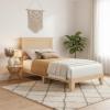 Garvee King Size Rattan Bed Frame, Bohemian Rattan Bed Frame King with Natural Headboard, Platform King Size Bed with Wooden Legs, LED Lights, No Box Spring Needed, Easy Assembly(Twin)