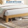 Garvee King Size Rattan Bed Frame, Bohemian Rattan Bed Frame King with Natural Headboard, Platform King Size Bed with Wooden Legs, LED Lights, No Box Spring Needed, Easy Assembly(Full)