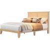 Garvee King Size Rattan Bed Frame, Bohemian Rattan Bed Frame King with Natural Headboard, Platform King Size Bed with Wooden Legs, LED Lights, No Box Spring Needed, Easy Assembly(Queen)