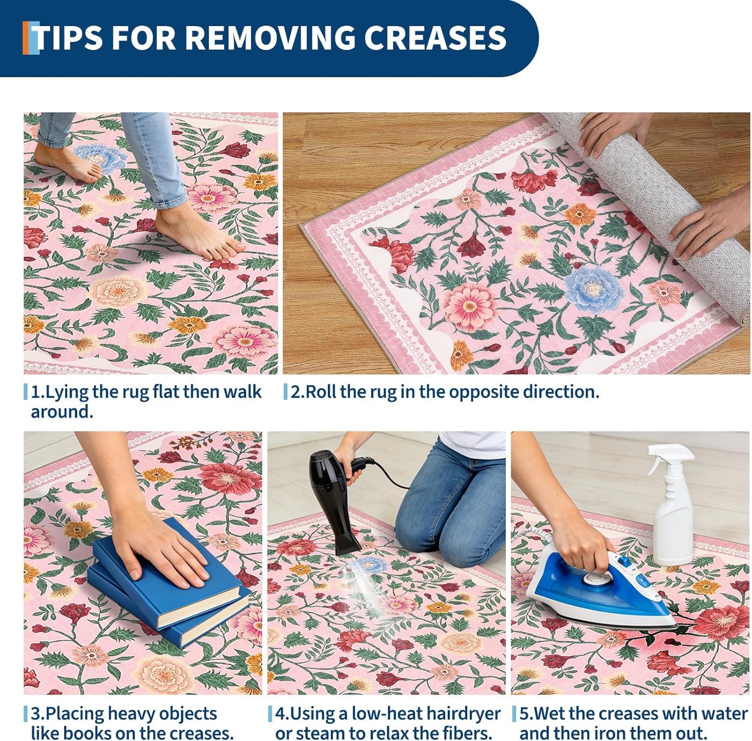 image:imageGarvee 10x13 Vintage Area Rug for Bedroom Large Living Room Rug with Non Slip Backing Floral Border Stain Resistant Non Shedding Area Rugs Low Pile Soft Mats for Bedroom Dining Room PinkFarmhousepink