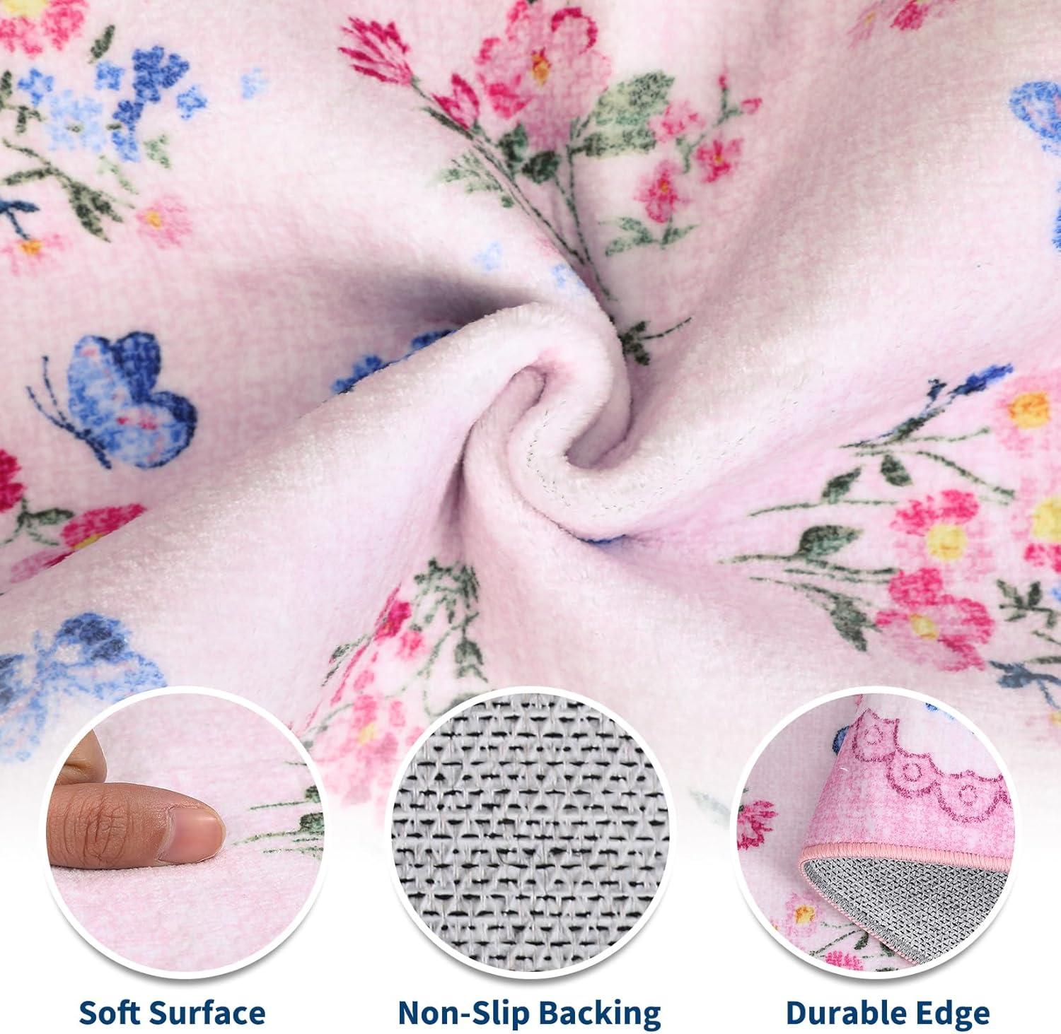 image:imageGarvee Floral Runner for Hallways Non Slip 2x6 Washable Kitchen Runner Rug Vintage Soft Thin Low Pile Carpet Mat for Girls Bedroom Bedside Laundry Bathroom Indoor Farmhouse Entryway Rugs PinkCottagecorepink