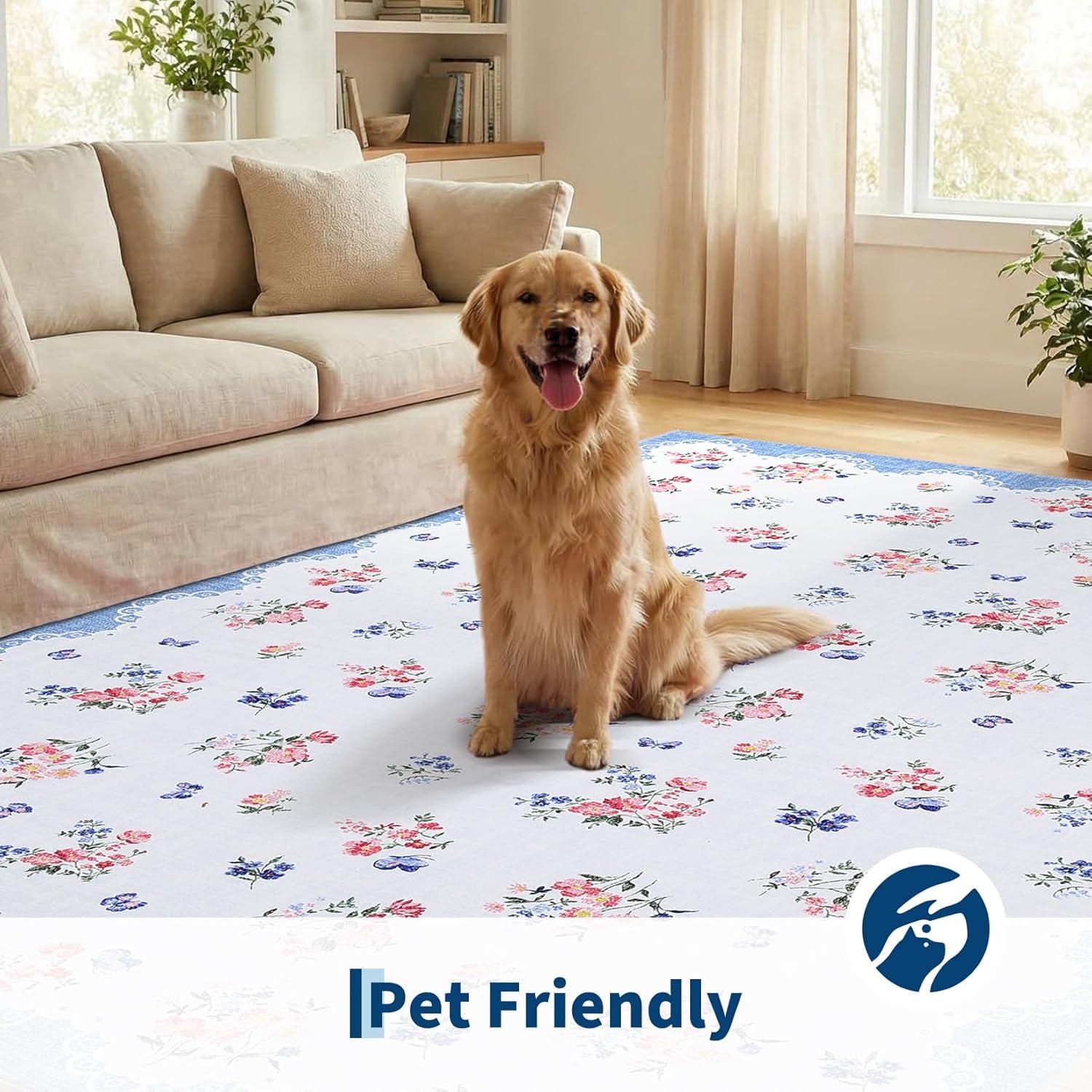 image:imageGarvee Floral Runner for Hallways Non Slip 2x6 Washable Kitchen Runner Rug Vintage Soft Thin Low Pile Carpet Mat for Girls Bedroom Bedside Laundry Bathroom Indoor Farmhouse Entryway Rugs PinkCottagecoreblue