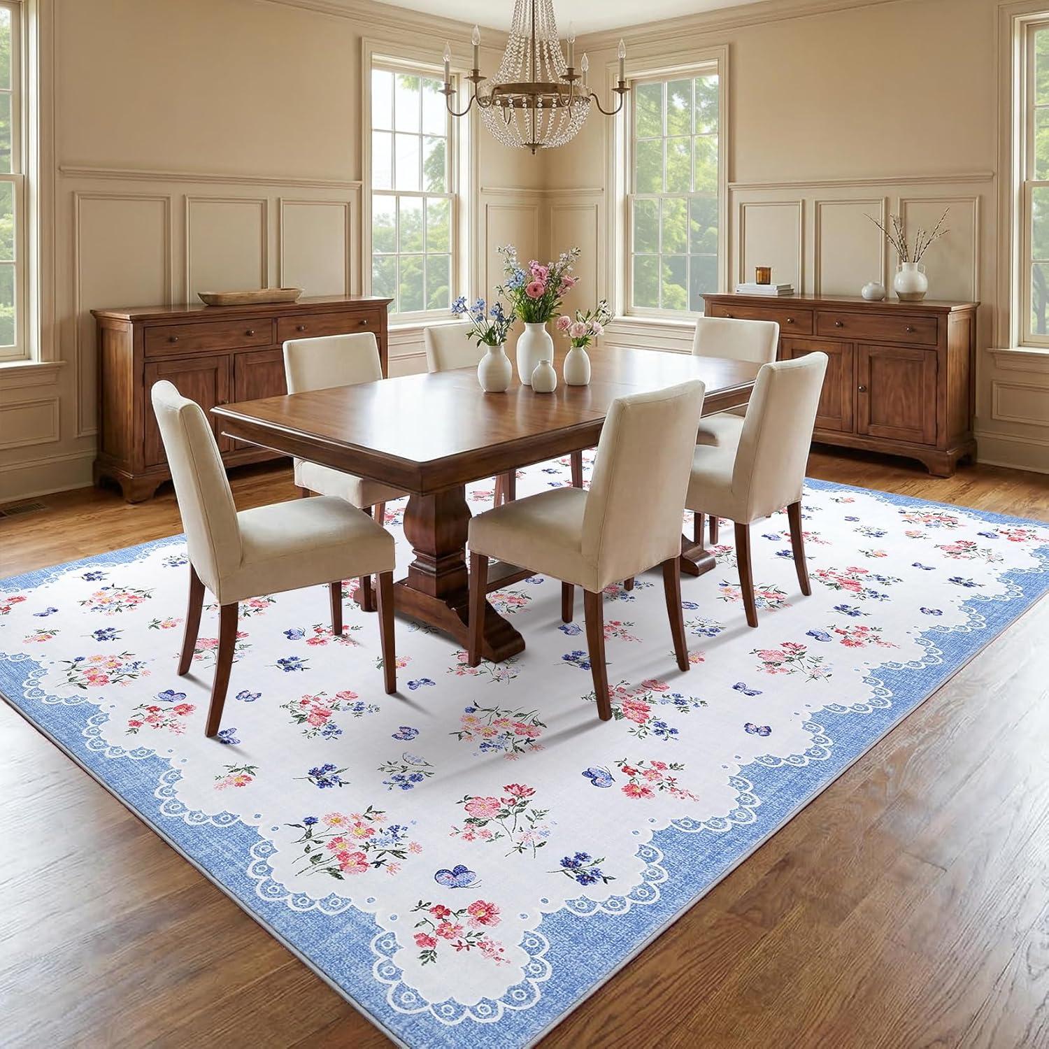 image:imageGarvee Floral Runner for Hallways Non Slip 2x6 Washable Kitchen Runner Rug Vintage Soft Thin Low Pile Carpet Mat for Girls Bedroom Bedside Laundry Bathroom Indoor Farmhouse Entryway Rugs PinkCottagecoreblue
