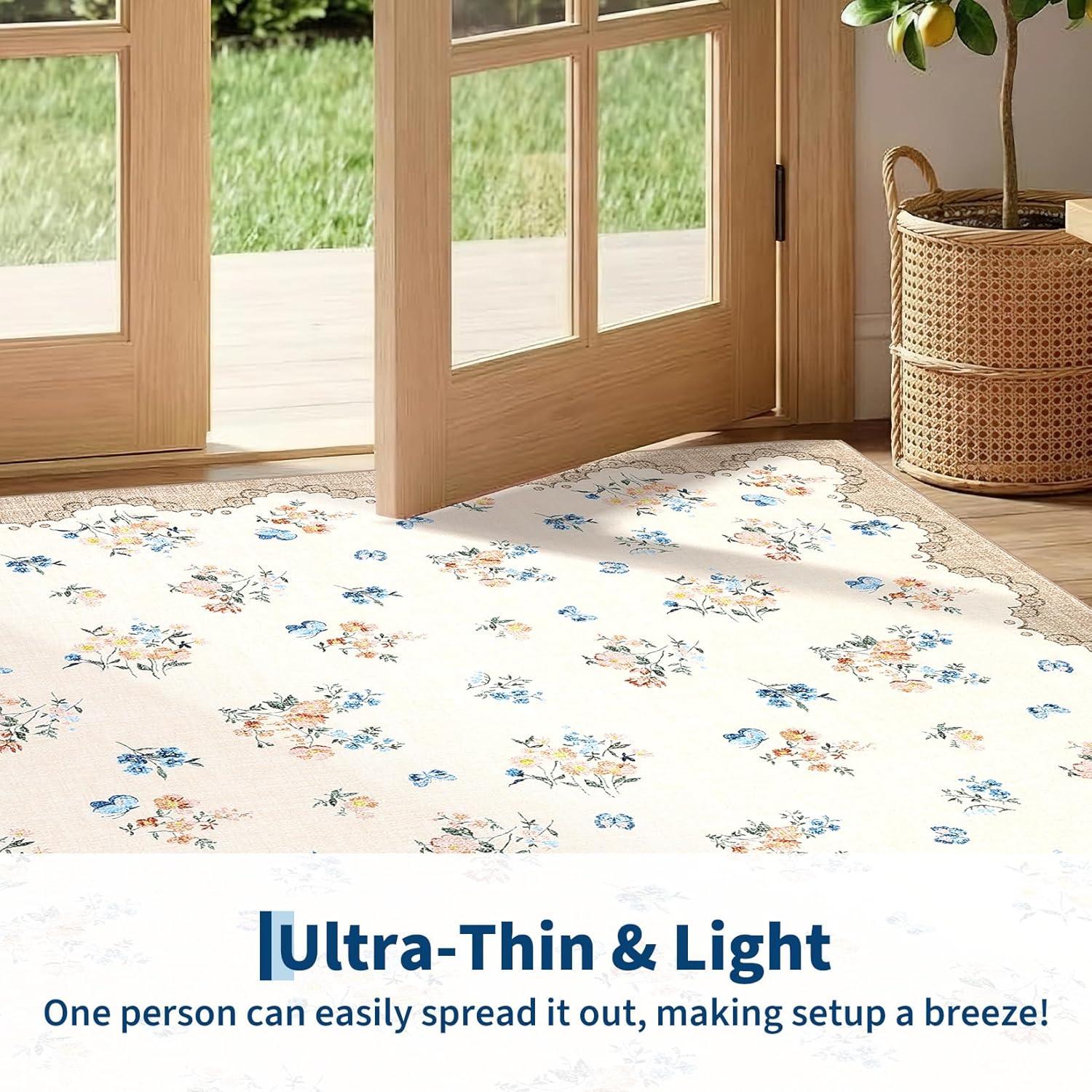 image:imageGarvee Floral Runner for Hallways Non Slip 2x6 Washable Kitchen Runner Rug Vintage Soft Thin Low Pile Carpet Mat for Girls Bedroom Bedside Laundry Bathroom Indoor Farmhouse Entryway Rugs PinkCottagecorebeige