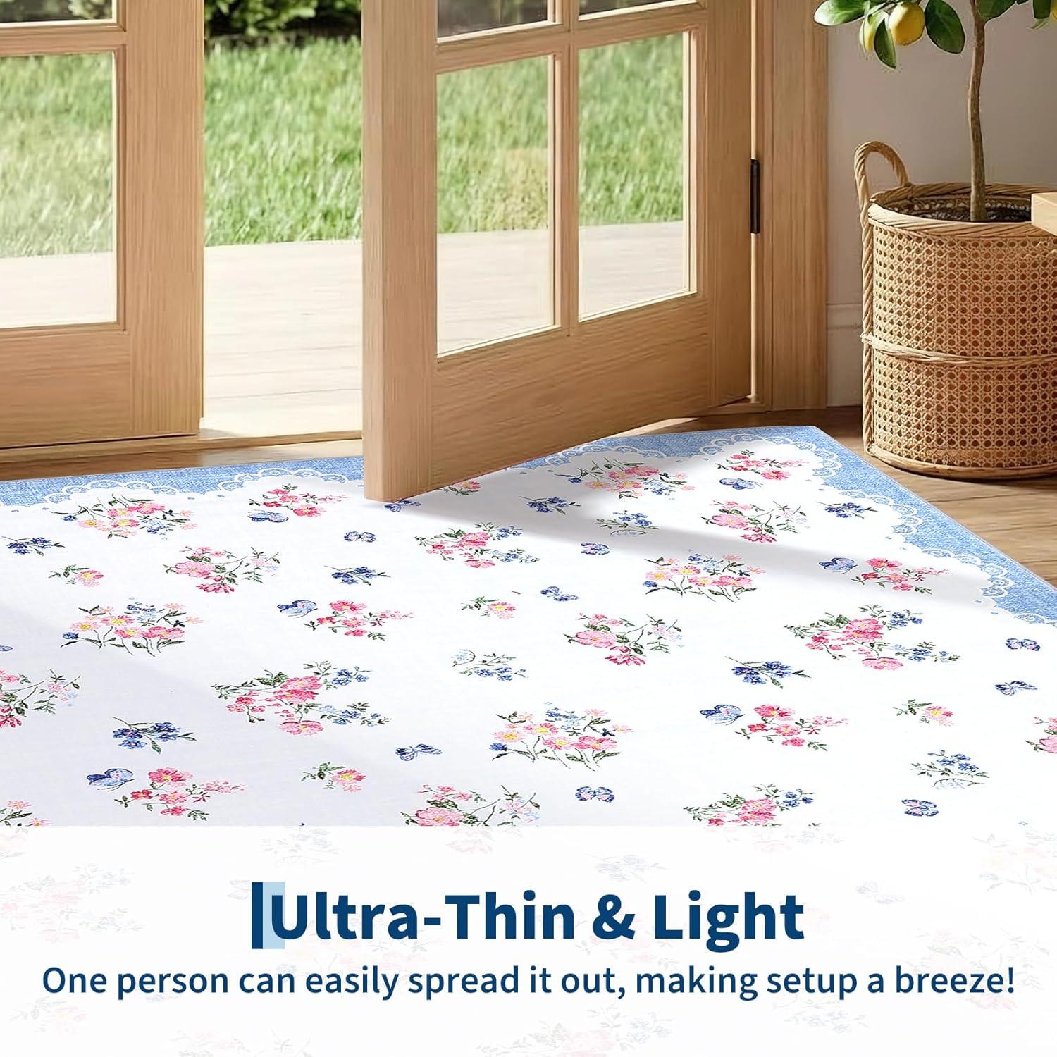 image:imageGarvee Floral Runner for Hallways Non Slip 2x6 Washable Kitchen Runner Rug Vintage Soft Thin Low Pile Carpet Mat for Girls Bedroom Bedside Laundry Bathroom Indoor Farmhouse Entryway Rugs PinkCottagecoreblue