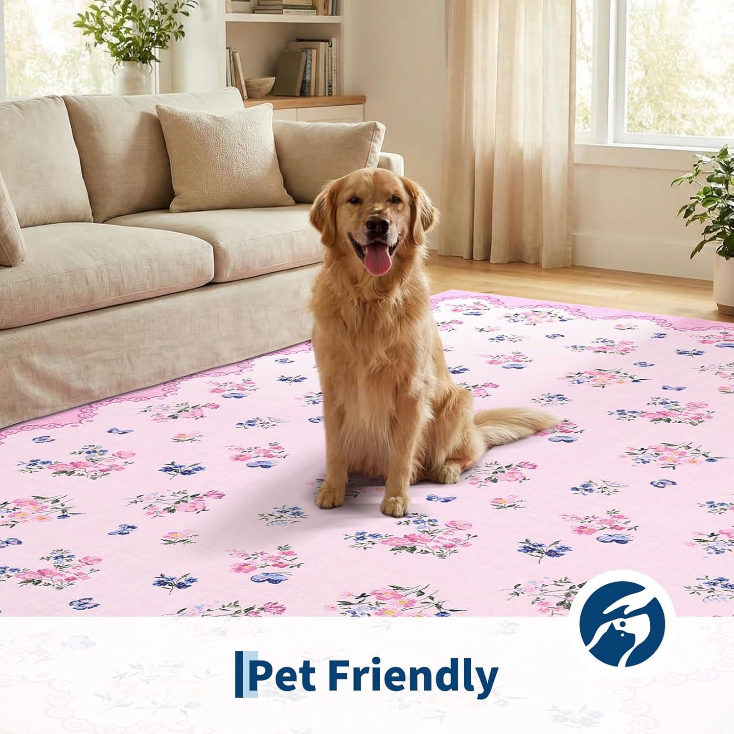 image:imageGarvee Floral Runner for Hallways Non Slip 2x6 Washable Kitchen Runner Rug Vintage Soft Thin Low Pile Carpet Mat for Girls Bedroom Bedside Laundry Bathroom Indoor Farmhouse Entryway Rugs PinkCottagecorepink
