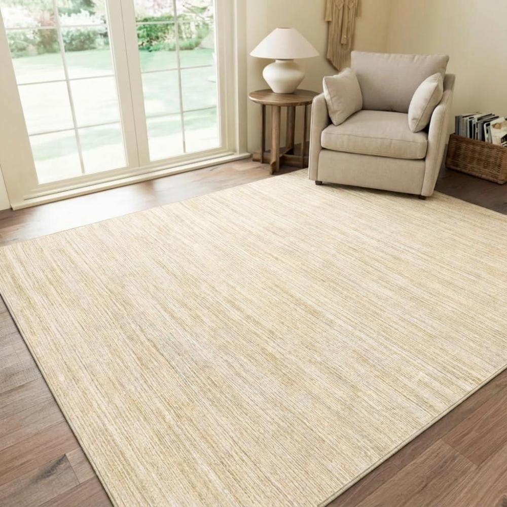 image:imageGarvee 5x7 Washable Area Rug for Living Room Neutral Throw Rugs with Rubber Backing Non Shedding Stain Resistant Modern Solid Color Rug Low Pile Ultra Soft Foldable Mats for Nursery Bedroom BeigeModerncamel